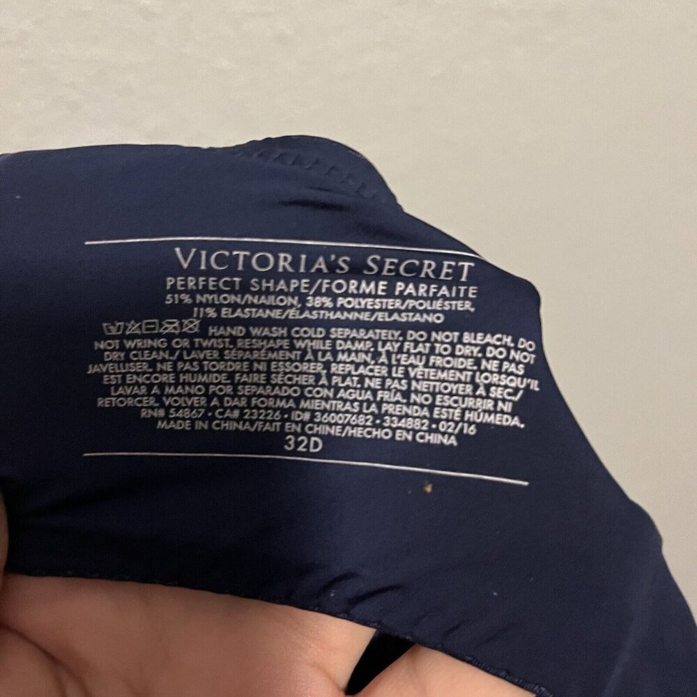Victoria's Secret Perfect Shape Bra Women 32D Blue Full Coverage T-Shirt Push Up - Picture 2 of 6
